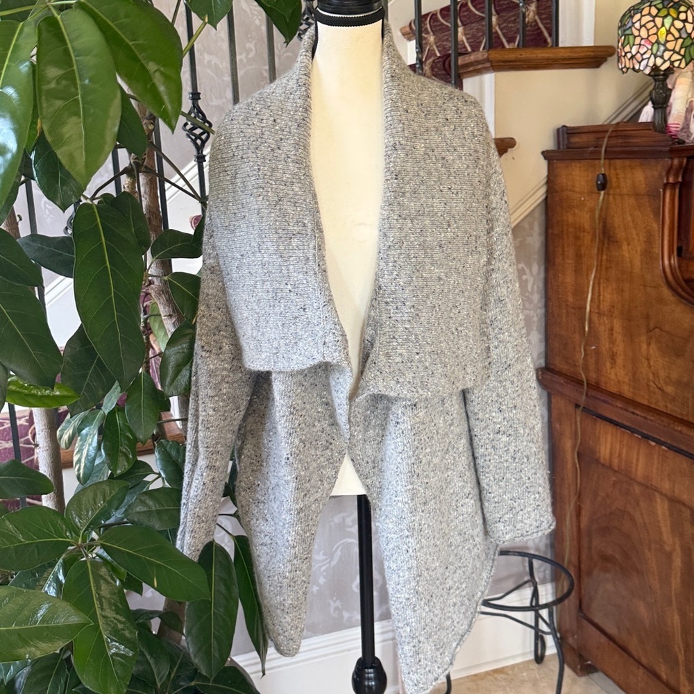 EILEEN FISHER speckled wool cardigan, extra large, excellent condition grey - Picture 3 of 12